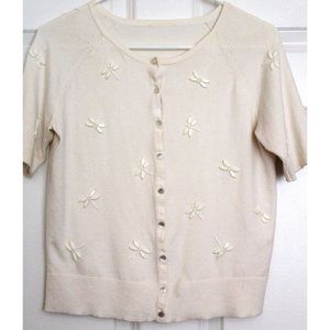 Vintage Butterfly Cardigan Sweater White (No size) Garden Girl CBK Cottagecore